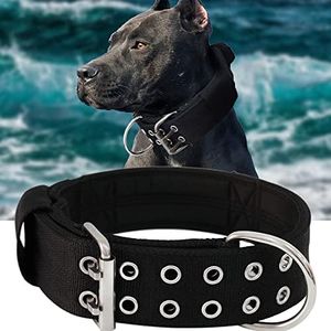 Dog Collar for Large Dogs - 2 in Black Collars with Handle for Extra Large Breed Dogs, Heavy Duty K9 Nylon Pet Tactical Collar XL, Best Choice for Pitbull Doberman Rottweiler 17"-22"