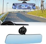 Car Rearview Mirror, Auto Inside Rearview Mirror with Suction Cup, 12 inch HD Wide Angle Extended Curved Mirror, 360 Degrees Adjustable Wide Viewing Car Accessories Universal for Cars Trucks Boat