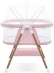 GYARING Baby bassinets,3 in1 Baby Crib, Sturdy, Portable & Easy to Assemble,Mosquito net and Portable Bag Included. (Pink)