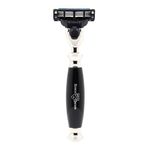 Edwin Jagger R356AMZ Classic Synthetic Handled Nickel Plated Manual and Reusable Mach 3 Razor for Men and Women for Shaving Cream or Soap