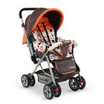 LuvLap Sunshine Baby Stroller/Pram for 0 to 3 Years, New Born/Toddler/Kid, 5 Point Safety Harness, Adjustable backrest, 360° Swivel Wheel, Large Storage Basket, Reversible Handlebar (Orange)