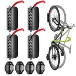 Housolution Swivel Bike Wall Mount [4 Pack], 150° Swivel Holds up to 66lbs Vertical Bike Rack Wall Hanger, Bike Hangers for Garage, Mountain Bike Wall Mounts, Bicyckle Storage Rack for Garage