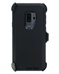 WallSkiN Case for Galaxy S9 Plus (6.2") Heavy Duty Full Body Military Grade Drop Protection Carrying Cover Holder | Holster for Men Belt with Clip Stand – Black/Black