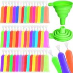 600 Pcs Disposable Ice Lolly Bags Ice Lolly Mold Bags Plastic Ice Cream Bags with Silicone Foldable Funnel for Making Ice Candy, Yogurt, Freeze Lolly, 2.4 x 9.8 Inch