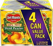 Del Monte Yellow Cling Sliced Canned Peaches in 100% Juice, 15 oz Cans (Pack of 4)