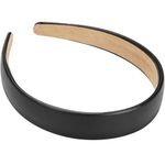 WantGor 1 Inch PU Leather Headband, Wide Padded Hairband Fashion Hair Bands Cute Womens Headbands Holiday DIY Hair Accessories (Black)