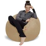 Sofa Sack Bean Bag Chair - Plush, Ultra Soft - Memory Foam Bean Bag Chair with Microsuede Cover - Stuffed Foam Filled Furniture and Accessories for Dorm Room 3 Feet - Camel