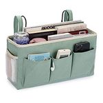 IGNPION Canvas Bedside Hanging Storage Pockets with Metal Hanging Hook Adjustable Hanging Tape Dormitory Bed Organiser Caddy Mulit-purpose Hanging Storage Bag for Home Office School Hospital,Green