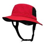 Huakunda Mens Sun Hat UPF50+ Wide Brim Beach Hat Quick-Dry Outdoors Adjustable Chin Strap Bucket Fishing Hats for Surfing Boating (Red)