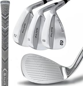 Alvo Golf - Max Forgiveness and Enhanced Spin 3 Wedge Set, 52 56 60 Degree Wedges, Gap Wedge, Sand Wedge, lob Wedge for Men, Right Hand, Premium Grip, Perfect Starter Set
