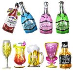 BlingABC 9Pack Champagne Wine Bottle Foil Balloons, Beer Whiskey Bottle Balloon Decoration for Bar Oktoberfest Birthday Bachelorette Engagement Festival Celebrations Party Supplies