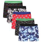 Sock Stack Pack Of 5 Boys Boxer Short Comfort Fit Underpants Waistband Boxers Trunk Breathable Mixed Design Underwear for Football game, 7/8 Years Assorted