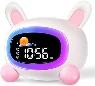 Monebena Kids Alarm Clock Cute OK to Wake Alarm Clock for Kids Sleep Training Clock with Night Light and Sleep Sound Machine for Toddlers Boys Girls Teens Bedrooms (Rabbit)