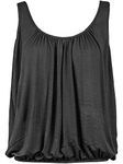 Love My Fashions® Women Bubble Hem Straps Vest Top Women Round Scoop Neckline Vest Top Elasticated Swing Waist Sleeveless Top Black