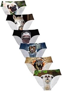 Dellukee Sexy Women Underwear Briefs Breathable Hipster Panty White Alpaca Print, 6 Pcs Animals 12, Medium