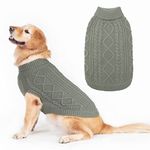 BINGPET Turtleneck Dog Jumper - Classic Cable Knit Dog Sweater Coat, Warm Pet Winter Clothes Outfits for Dogs Cats