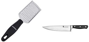 Amazon Brand - Solimo Premium Stainless Steel Chef's Knife, Silver & Stainless Steel Cheese Grater, Black Combo