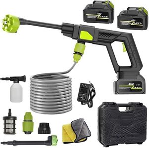 Cordless Pressure Washer, 48V Portable High Power Washer with 2PCS Battery, 6-in-1 Adjustable Nozzle, Cordless Power Washer with 5m/16.4FT Hose, Electric High Pressure Cleaner for Car, Garden, Floor