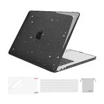 MOSISO Compatible with MacBook Pro 13 inch Case 2023-2016 Release M2 M1 A2338 A2289 A2251 A2159 A1989 A1706 A1708, Sparkly Glitter Plastic Hard Shell&Keyboard Cover&Screen Protector&Pouch, Black