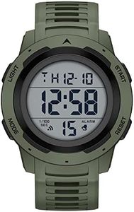 GOLDEN HOUR Montre de Sport numérique étanche pour Homme - Grand écran Facile à Lire - Style Militaire avec Bracelet en Caoutchouc - Vert