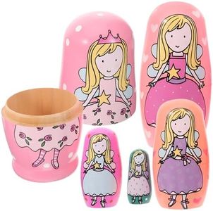 5Pcs Nesting Doll Wood Matryoshka Toys Kids Traditional Russian Babushka Figurine for 16 Years Old