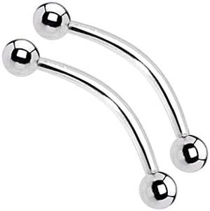 BodyJewelryOnline 16G 16mm Snake Eyes Tongue Piercing 316L Surgical Steel Curved Barbell Snake Eyes Tongue Ring Piercing Barbells 5/8 inch