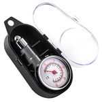 CZC AUTO Small Tyre Pressure Gauge 100 PSI (7 Bar) ANSI B40.1 Mechanical with Case for Car Van Bike Truck RV Motorcycle