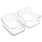 BINO | Plastic Storage Bins, Small - 2 Pack, Clear | THE SOHO COLLECTION | Pantry Organizers and Storage Containers Fridge Organizer Bins Kitchen Cabinet Organizer Medicine Cabinet Organizer Bin