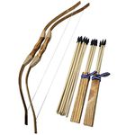 Adventure Awaits! - 2-Pack Handmade Wooden Bow and Arrow Set - 20 Wood Arrows and 2 Quivers - for Outdoor Play