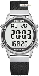 Hearkent Women Pedometer Watch-Step Tracker with Calories Counter-LCD Large Numbers-30M Waterproof-Pedometer Watch Step Counter for Walking(Black)