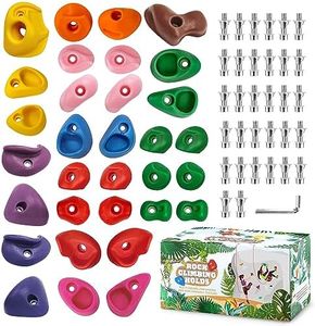 TOPNEW 32 Rock Climbing Holds Multi Size for Kids, Adult Rock Wall Holds Climbing Rock Wall Grips for Indoor and Outdoor Playground Play Set - Includes 2 Inch Mounting Hardware