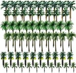 Woohome Pack of 60 Model Building Trees, Miniature Palm Tree, Plastic, Mini Palm Tree, Coconut Plastic for DIY Landscape, Garden Decoration, Model Landscape