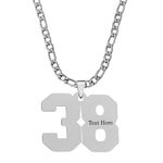 M Men Style 316 Stainless Steel 18K Customize Your 38 Jersey Number Necklace Sports Cricket Soccer Football Basketball Baseball for Boys Men Girls