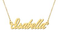 Isabella Pendant Name Necklace 18k Gold Plated Stainless Steel Script Nameplate Necklace Jewelry for Best Friends