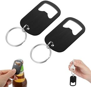 Ouligay 2Pcs Stainless Steel Flat Bottle Opener Keychain, Small Beer Bottle Opener Keychain, Mini Metal Bottle Opener Key Chain for Bartender Kitchen Bar Restaurant Black