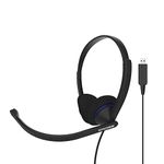 Koss CS200 USB Double-Sided On-Ear Communication Headset, Noise-Cancelling Electret Microphone, Flexible Microphone Arm, Wired with USB Plug, Black