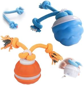 Dog Ball Toy Tail 2.0 Dog Toy, 2025 New Smart Interactive Cats Toys Ball, Squeaky Toy Electric Automatic Rolling Moving Pet Toy Balls with Rope for Cats and Medium Small Dogs Puppy (Orange+Blue, 2pcs)