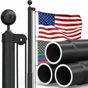 KBLOONG 30FT Heavy Duty Flag Pole for Outside House,Black 11-Gauge Thick Design,Aerospace-Grade Aluminum Flagpole Kit,3x5 Embroidered Nylon Flag,120MPH Wind Rated Flagpoles, In-Ground