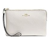 Coach Women's Corner Zip Wristlet in Crossgrain Leather (Chalk), Chalk