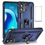 for Motorola Moto G 5G 2023 Case with Screen Protector,Ring Kickstand Military Protective Shockproof Armor Dual Layer Protection Back Cover Phone Case for Moto G 5G 2023 with Car Mount Holder (Blue)