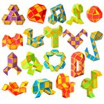 Ganowo 18PCS Party Favors Set, Fidget Snake Cube Mini Twist PuzzleToys for Kids Teens Stocking Stuffer, Birthday Party Favors, Goodie Bags Fillers, Classroom Rewards (Yellow)