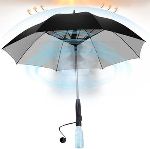Umbrella with fan and mist spray,Rechargeable - Ultimate Solution for Cooling & UV Protection - Ideal for Summer, Beach, Outdoor Sports, Golf, Fishing Activities (Black)