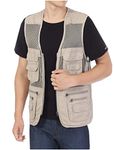 Men's Mesh Fishing Vest Photography Work Multi-pockets Outdoors Journalist's Vest Jacket (W Khaki, Large)