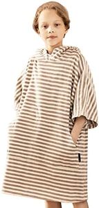 HOMELEVEL Poncho de surf enfant - Serviette de plage peignoir en coton avec poche et capuche - Robe sortie de bain cape pour 6-9 ans et 10-13 ans