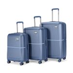 Urban Jungle by Safari Trolley Bags Set of 3, Hardside Polycarbonate Suitcase with USB Charging Port, 8 Wheels and TSA Lock Travelling Luggage for Men & Women | Caliber Collection, Skyline Blue