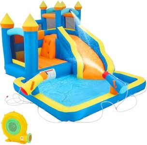 BUPPLEE 5 in 1 Inflatable Bounce House for Kids 3-12, 12.5 x 9.7Ft Swimming Pool Bouncy Castle with Slide, Inflated Bouncer for Outdoor with Blower, Bouncy Water Park for Children Backyard Party
