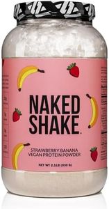 Naked Shake – Vegan Protein Powder, Strawberry Banana – Flavored Plant Based Protein From US & Canadian Farms with MCT Oil, Gluten-Free, Soy-Free, No GMOs or Artificial Sweeteners – 2.1 Pounds