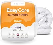 Linens Limited King Size Duvet 2.5 Tog, Easy Care, Summer Fresh Quilt, Soft and Comfy, Polypropylene Hollowfibre, Machine Washable (White)