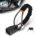 STHIRA® Heavy Duty Car Steering Wheel Lock with Anti-Theft Steel Chain, Alloy Core, Rubber Coating, 3 Keys for Sedans, SUVs, Trucks
