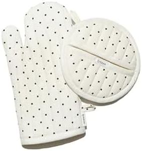 Lynnee Oven Mitt & Pot Holder Set – Heat Resistant Cotton Kitchen Gloves, Cute & Protective Cooking Accessories (Lady Dot)